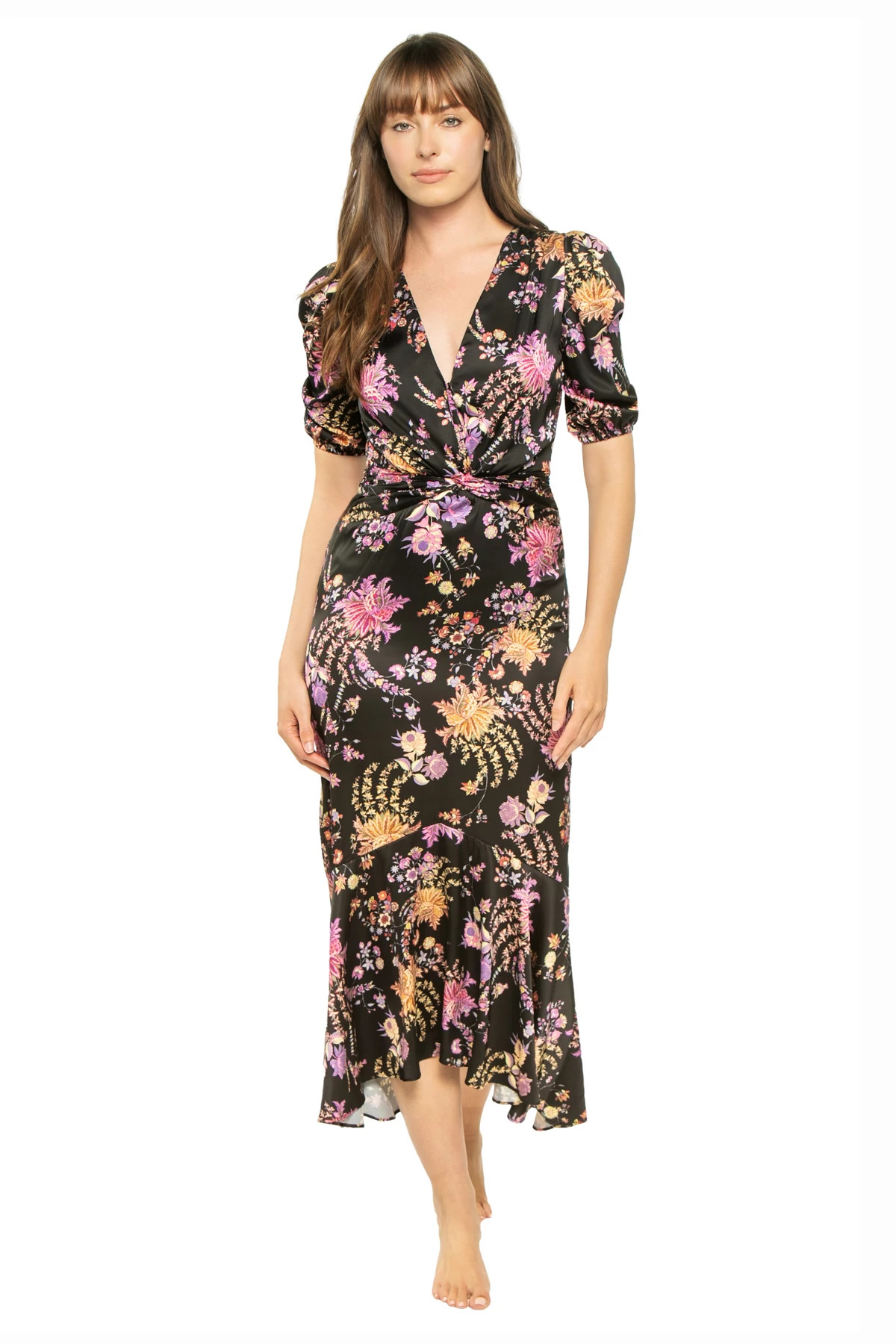 DUSTED CLUSTER Rosalie Floral Midi Dress image number 1
