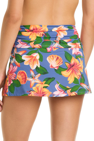 DRIFT BLEU Floral Banded Side Slit Skirted Bottom