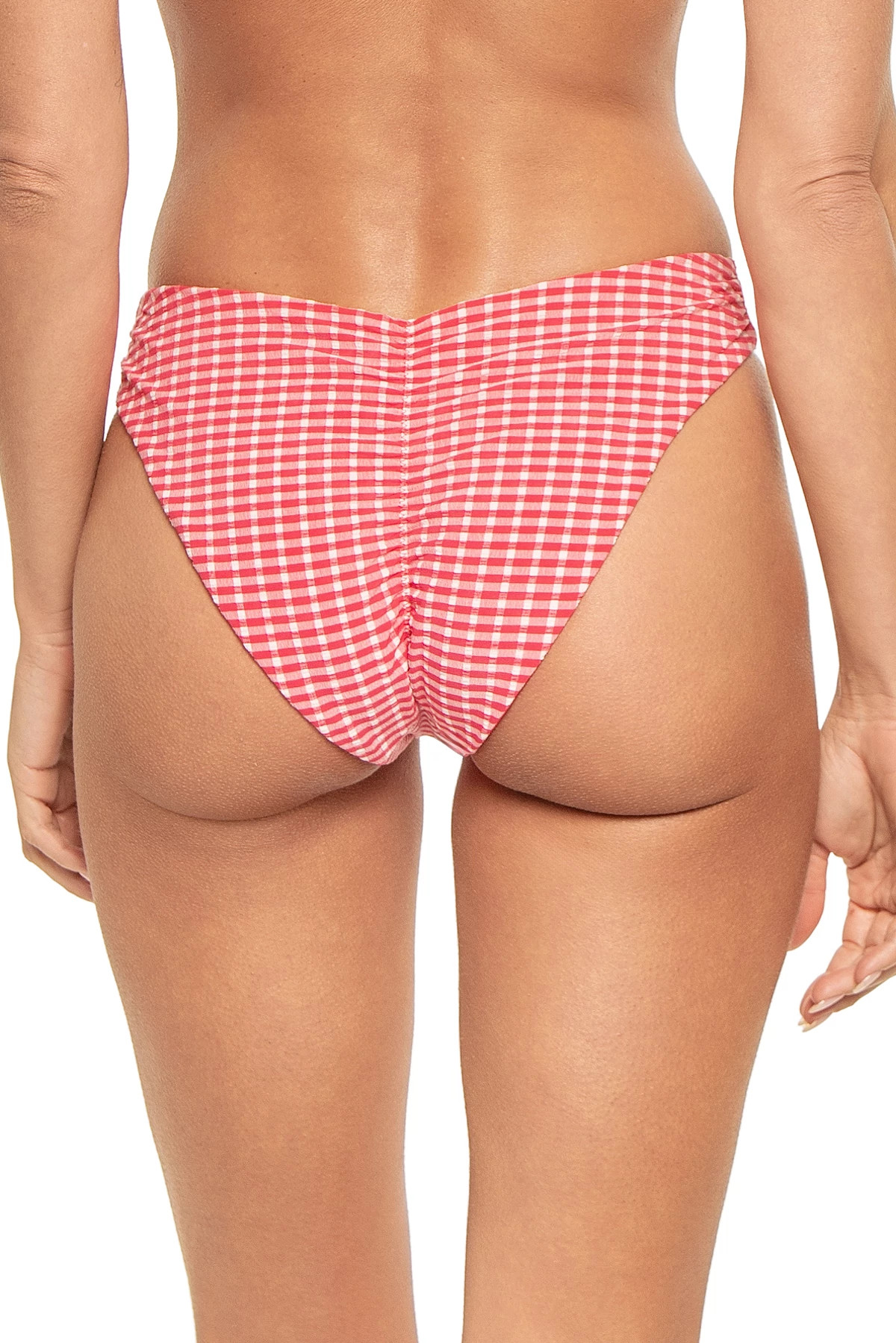 CHERRY GINGHAM Cayman Gingham Brazilian Bikini Bottom image number 2