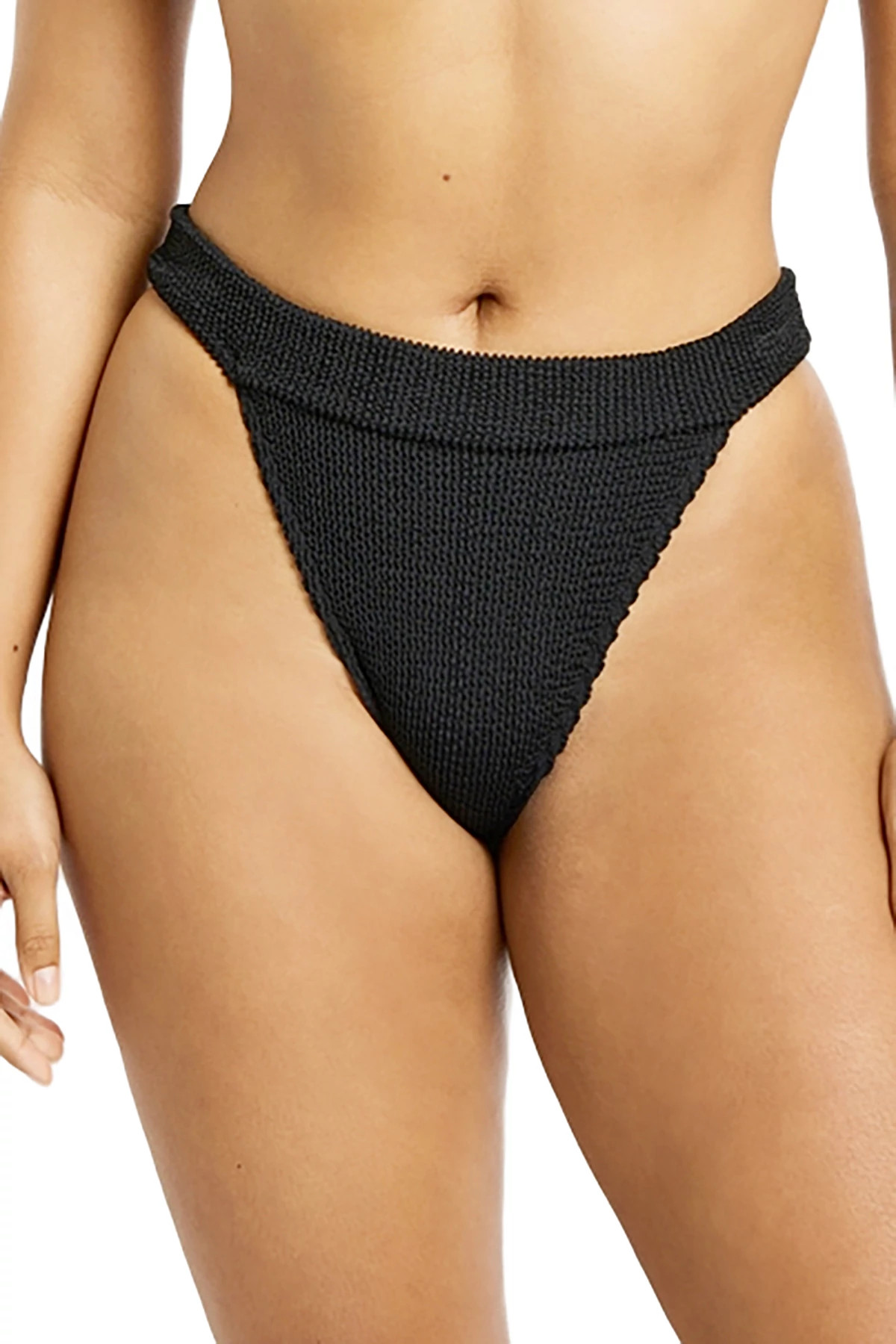 BLACK ECO Milo Banded Brazilian Bikini Bottom image number 3