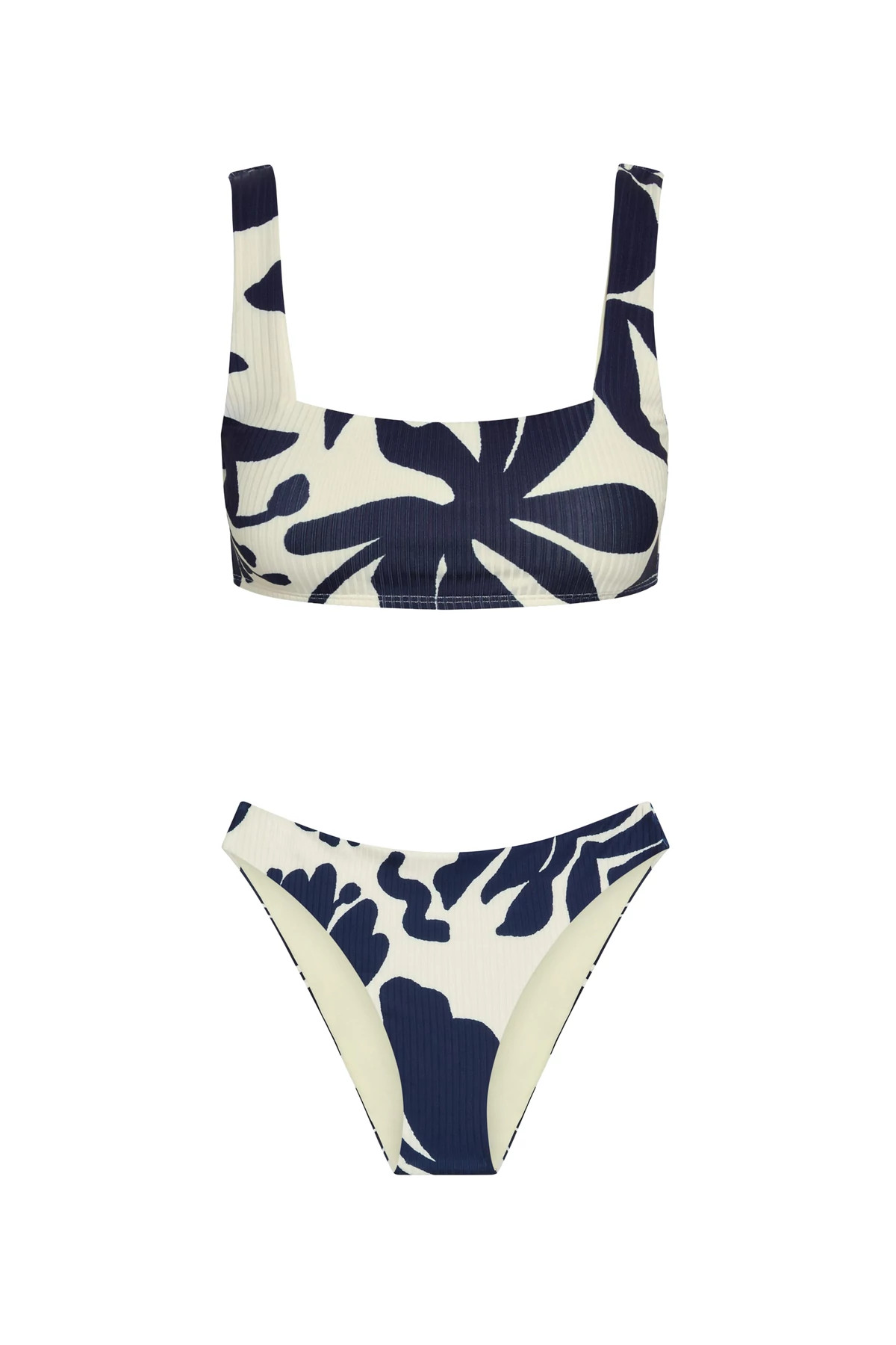 NIGHT FLOWER Mikka Ribbed Floral Bralette Bikini Top image number 2