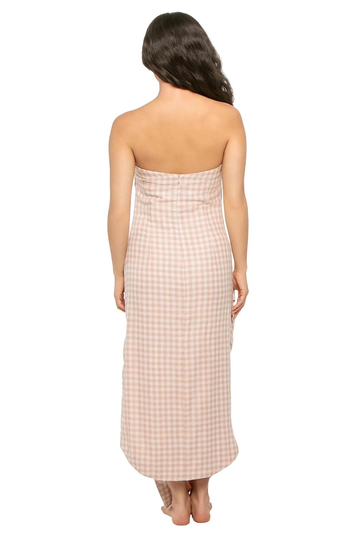 PINK CHECK Eliana Strapless Maxi Dress image number 2