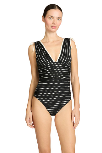 BLACK/ECRU Millie Wide Strap One Piece Swimsuit