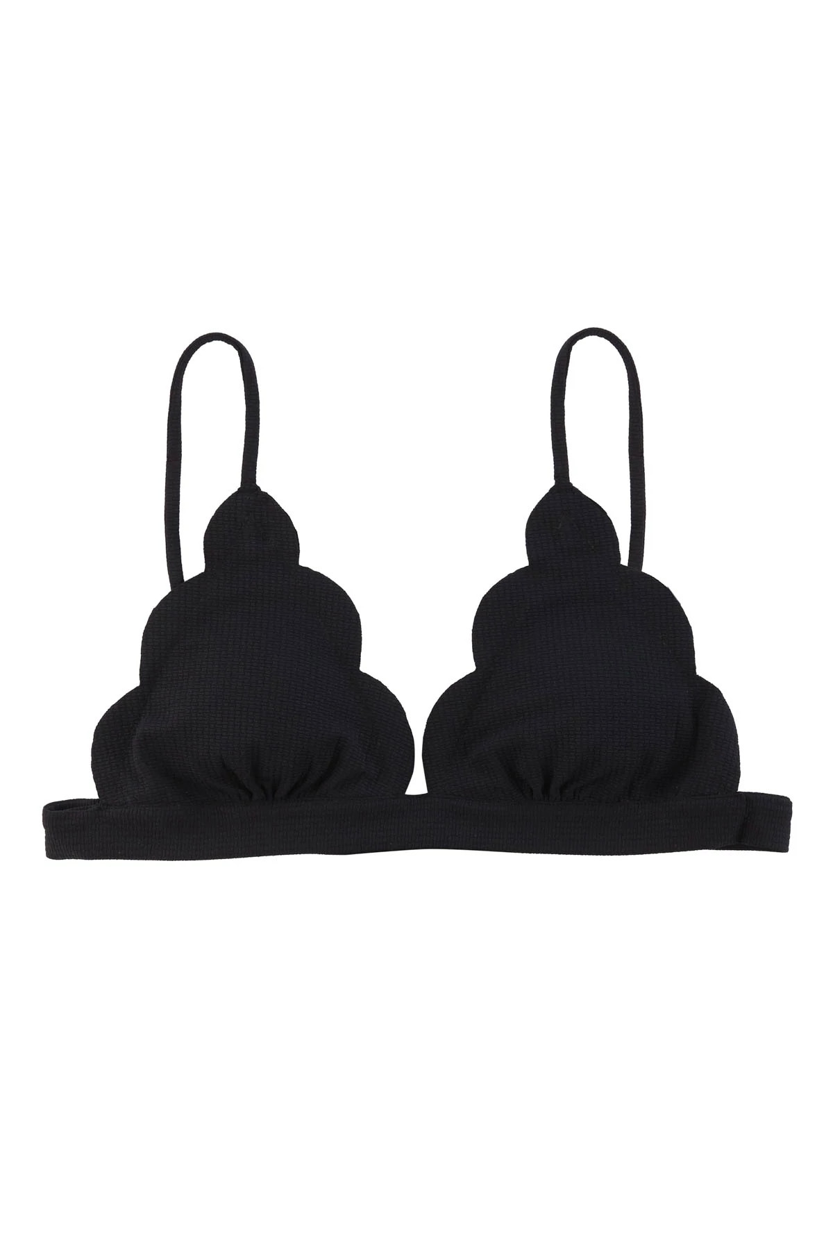 BLACK Santa Clara Scallop Bralette Bikini Top image number 3