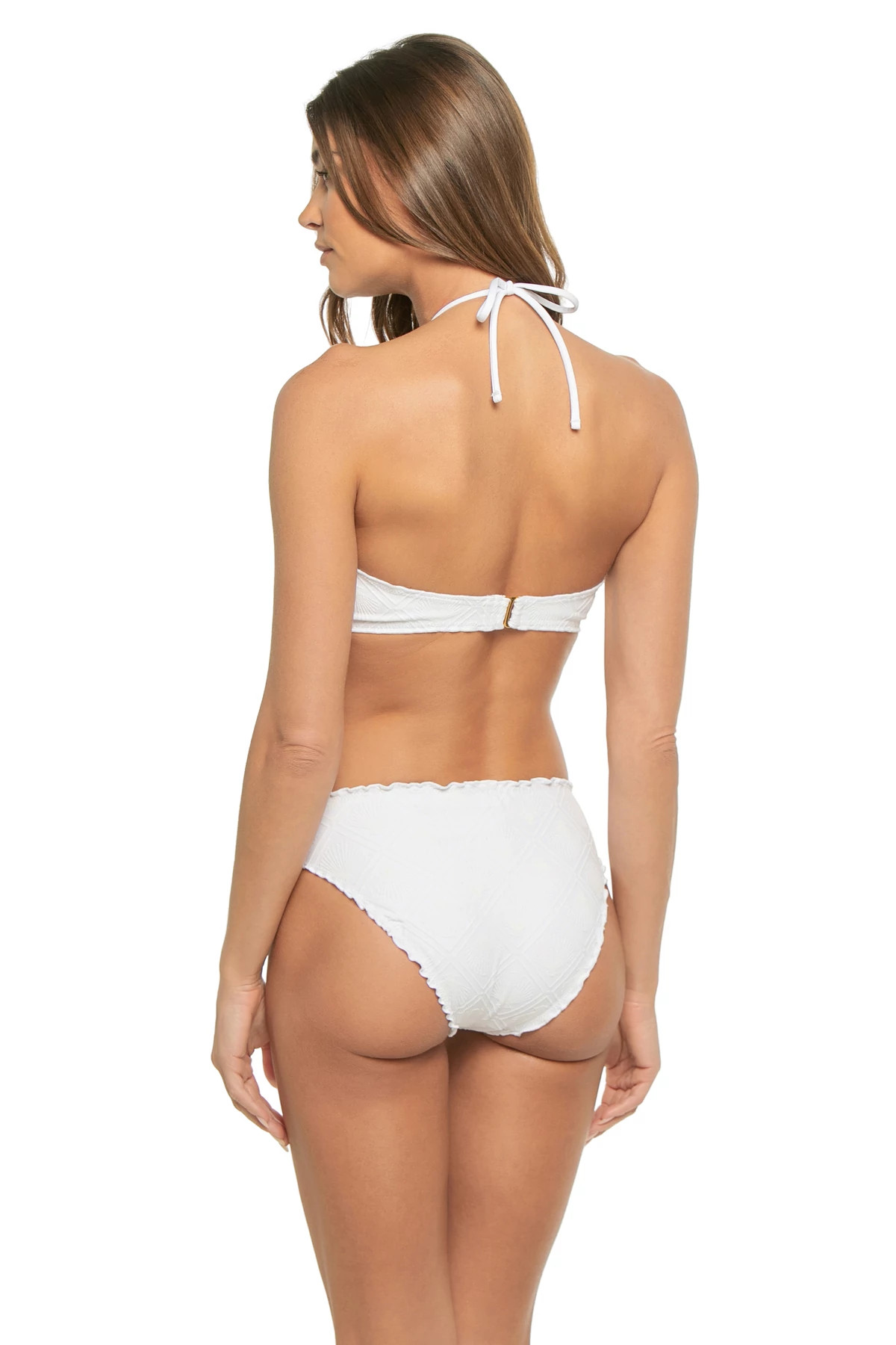 WHITE Allison Lace-Up Halter Bikini Top image number 2
