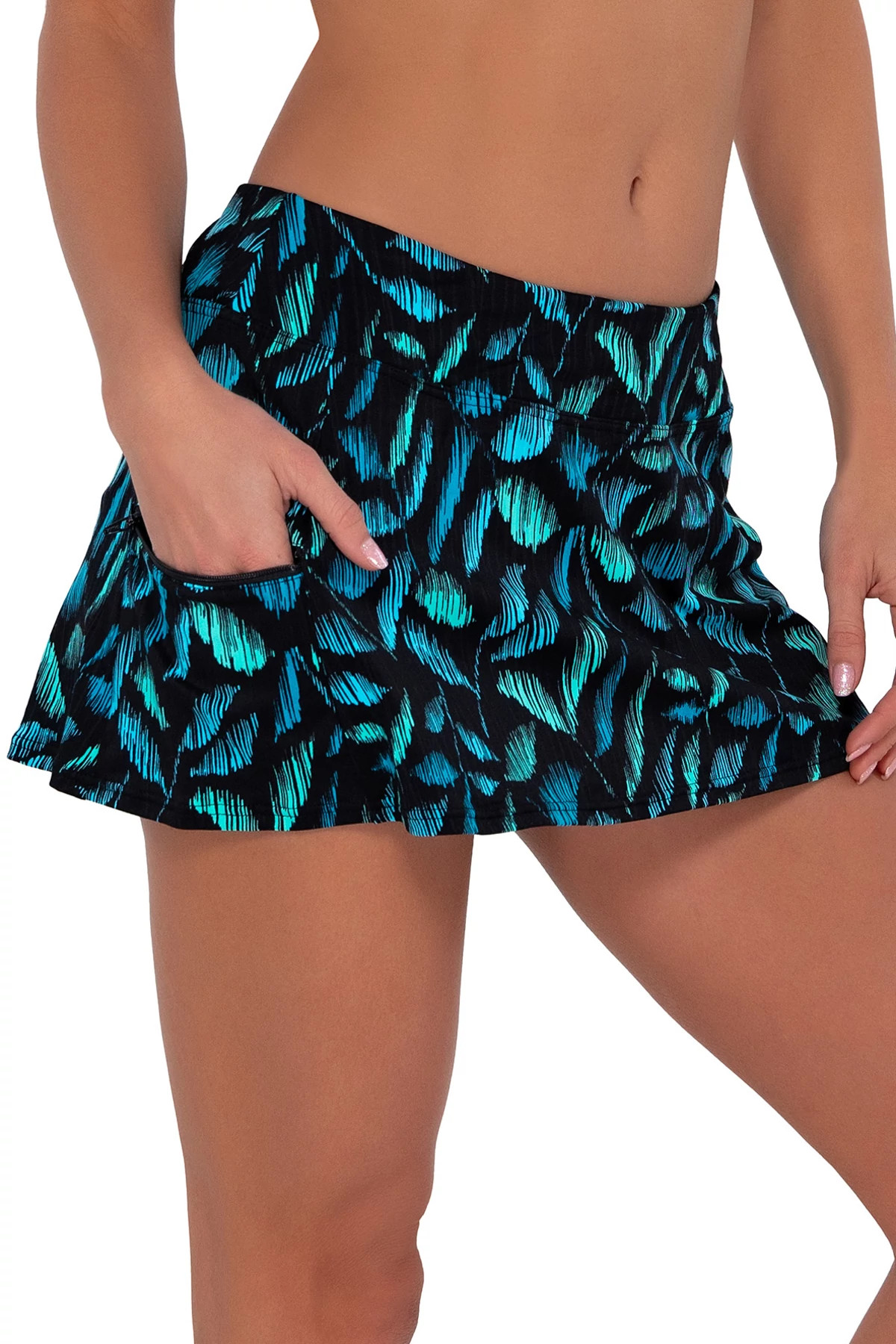 CASCADE SEAGRASS TEXTURE Sporty Swim Skirt image number 3