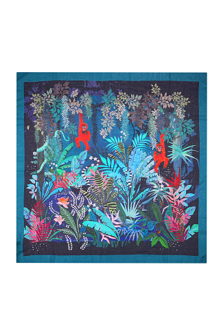 BLUE Winter Jungle Silk Sarong