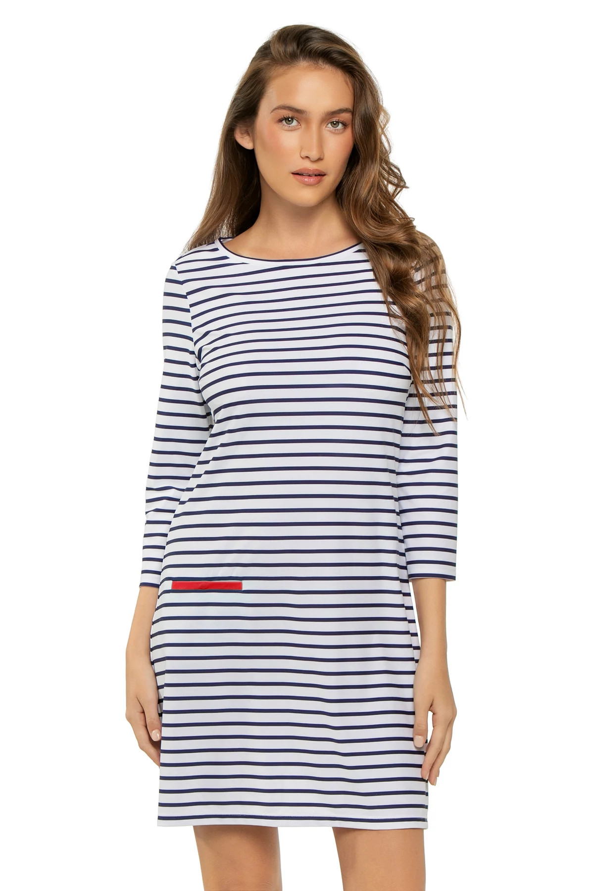 BLUE Striped UPF 50+ Essentials Shirt Dress image number 1