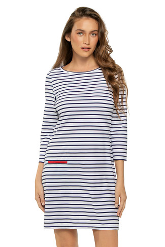 BLUE Striped UPF 50+ Essentials Shirt Dress