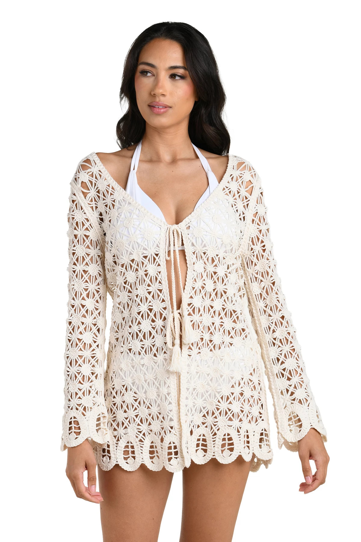 IVORY Crochet Kimono image number 1