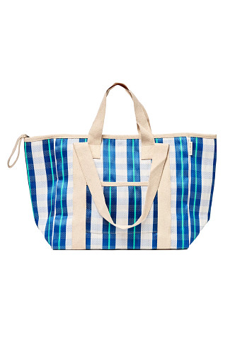 BLUE NEON Recycled Nylon Plaid Cooler Tote Bag