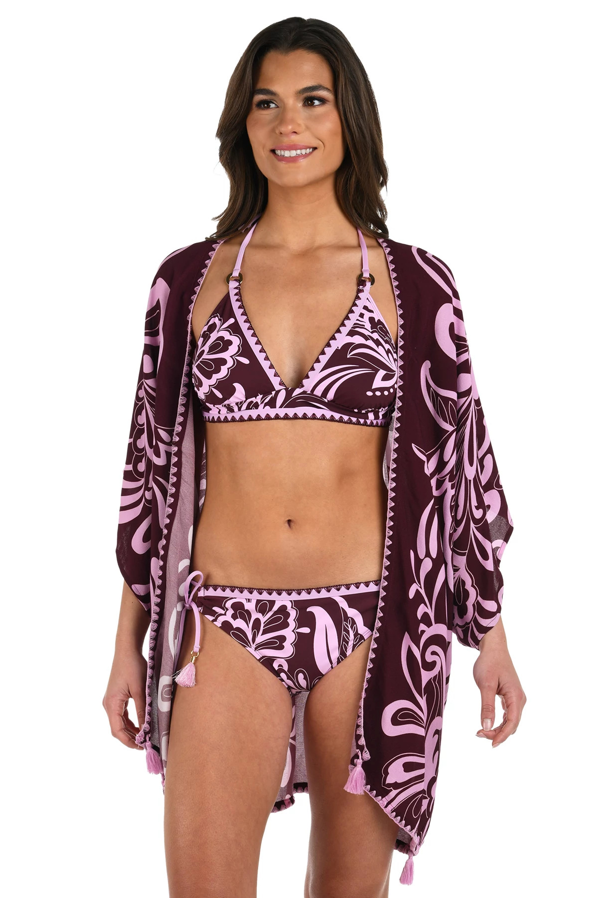 DARK CHERRY Fiji Flora Kimono image number 3