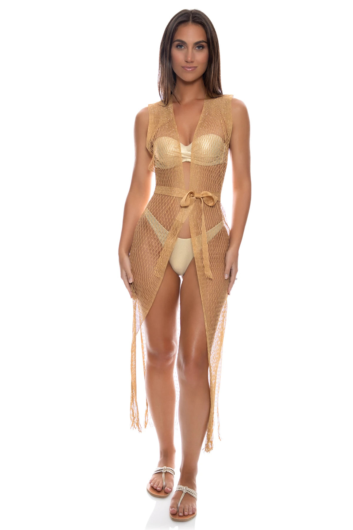 GOLD Fringe Long Kimono image number 1