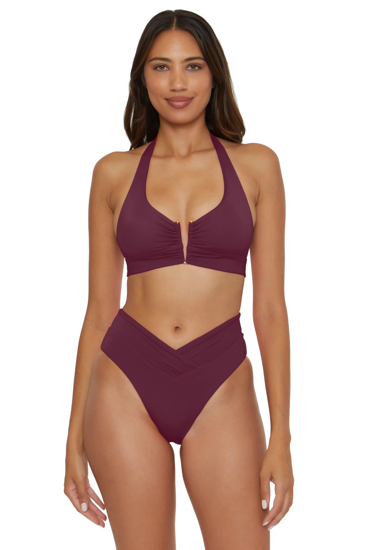 AUBERGINE Viviana Halter Bikini Top image number 1