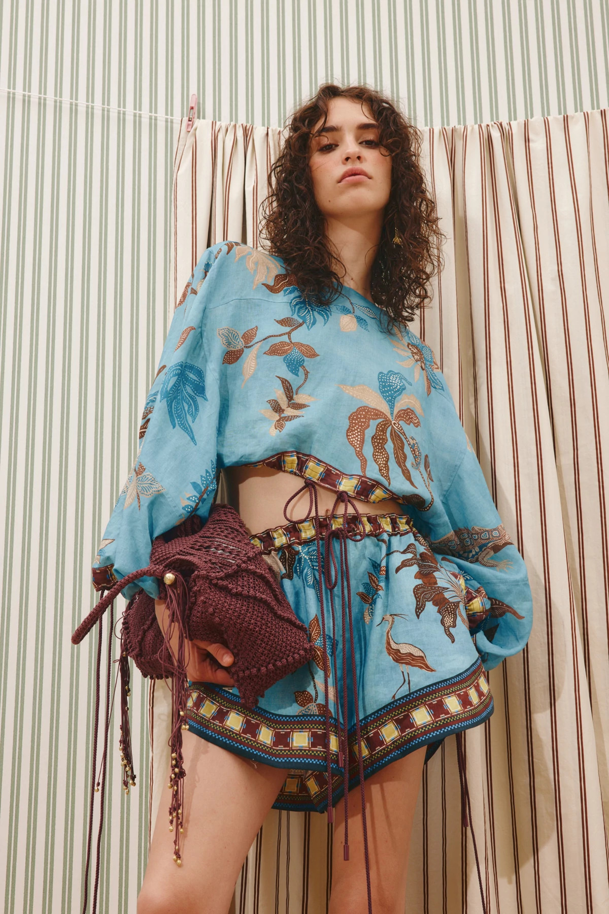 MULTI Georgia Linen Crop Top image number 3