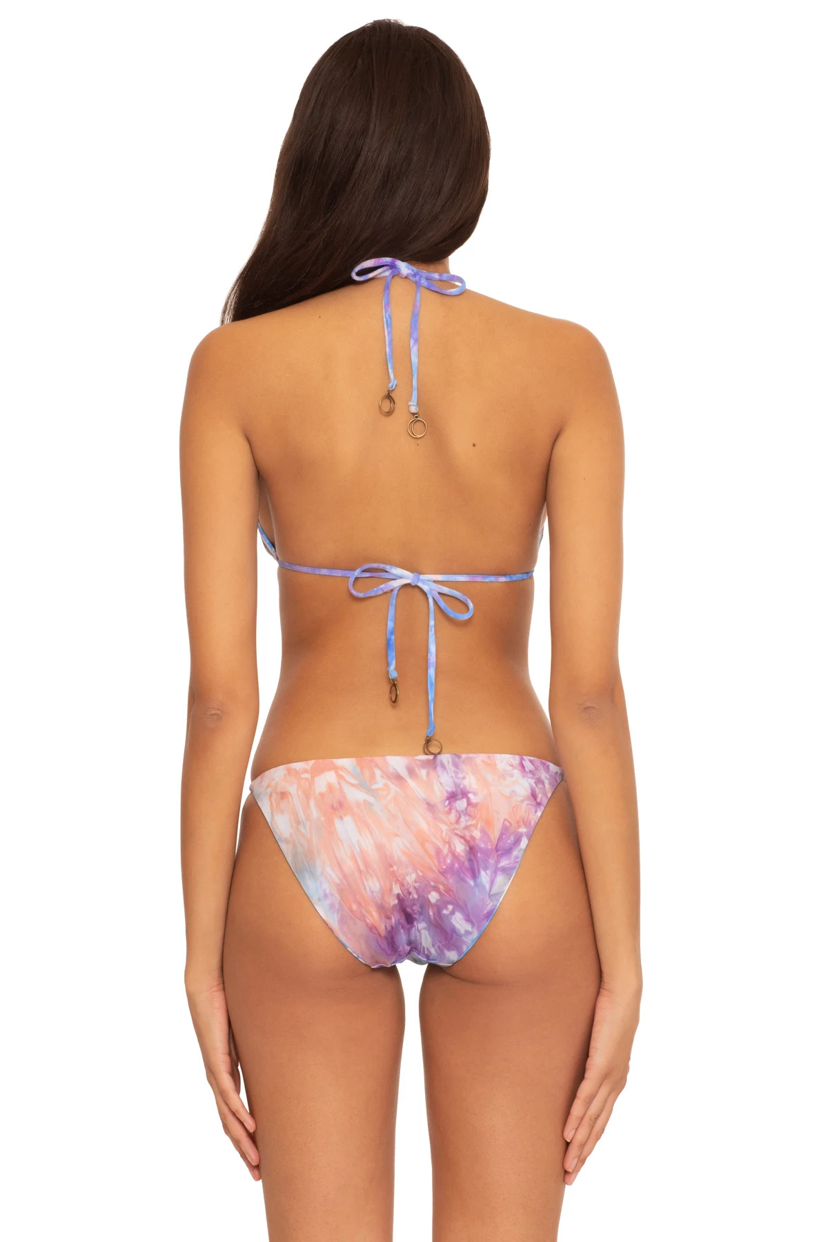 MULTI Tie Dye Reversible Sliding Triangle Bikini Top image number 3