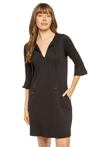 BLACK Flounce Sleeve Cover Up Dress