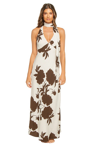 CHOCOLATE FLORAL Elodie Floral Plunge Maxi Dress