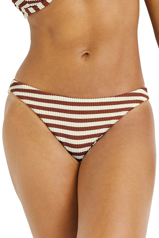 RED OCHRE STRIPE Thalia Textured Hipster Bikini Bottom
