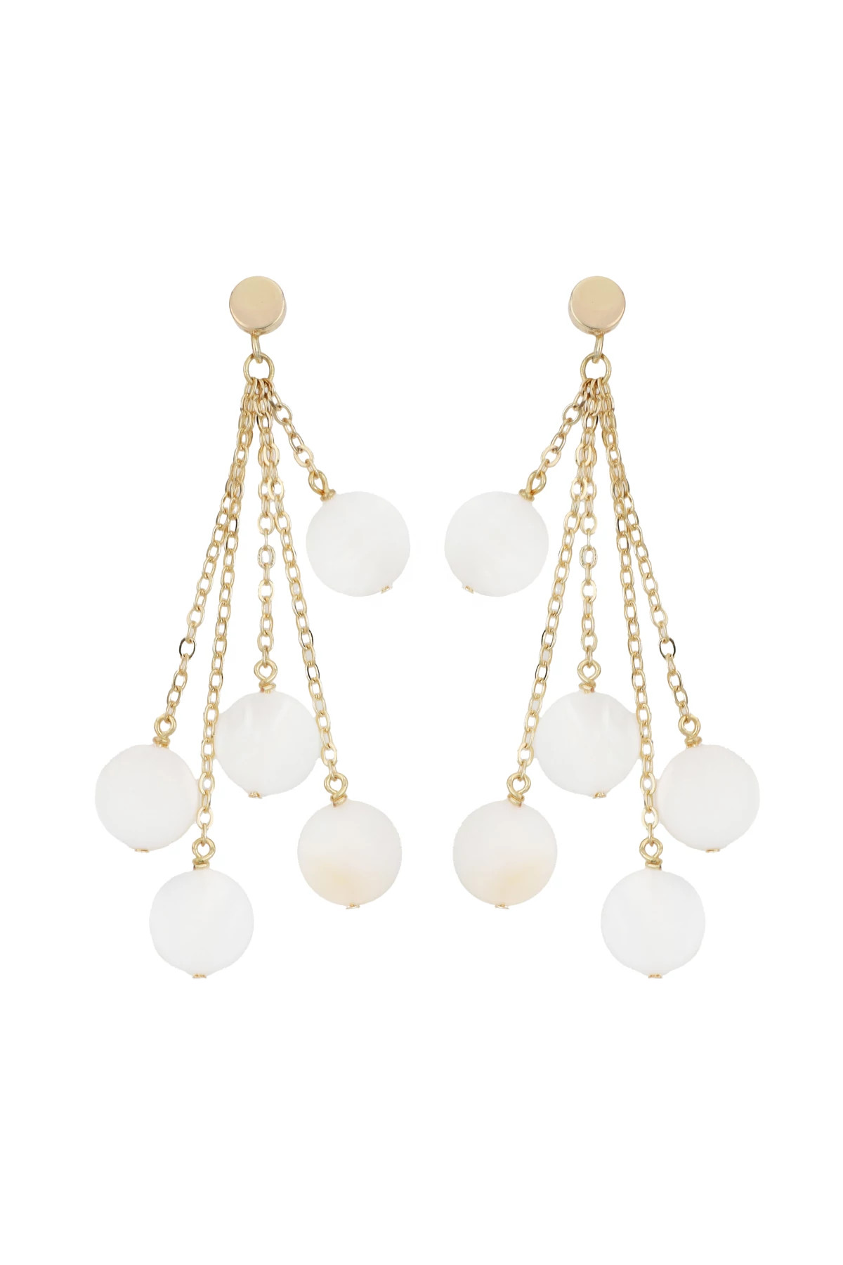 WHITE Shell Drop Chain Earrings image number 1