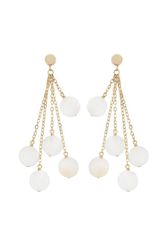 WHITE Shell Drop Chain Earrings