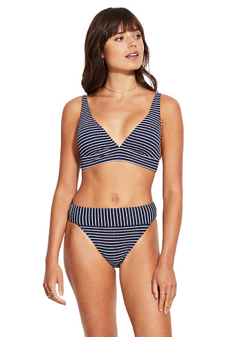 NAVY Stripe Banded Triangle Bikini Top