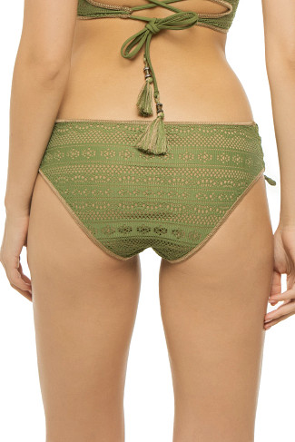 AGAVE/TAN Crochet Tie Side Hipster Bikini Bottom