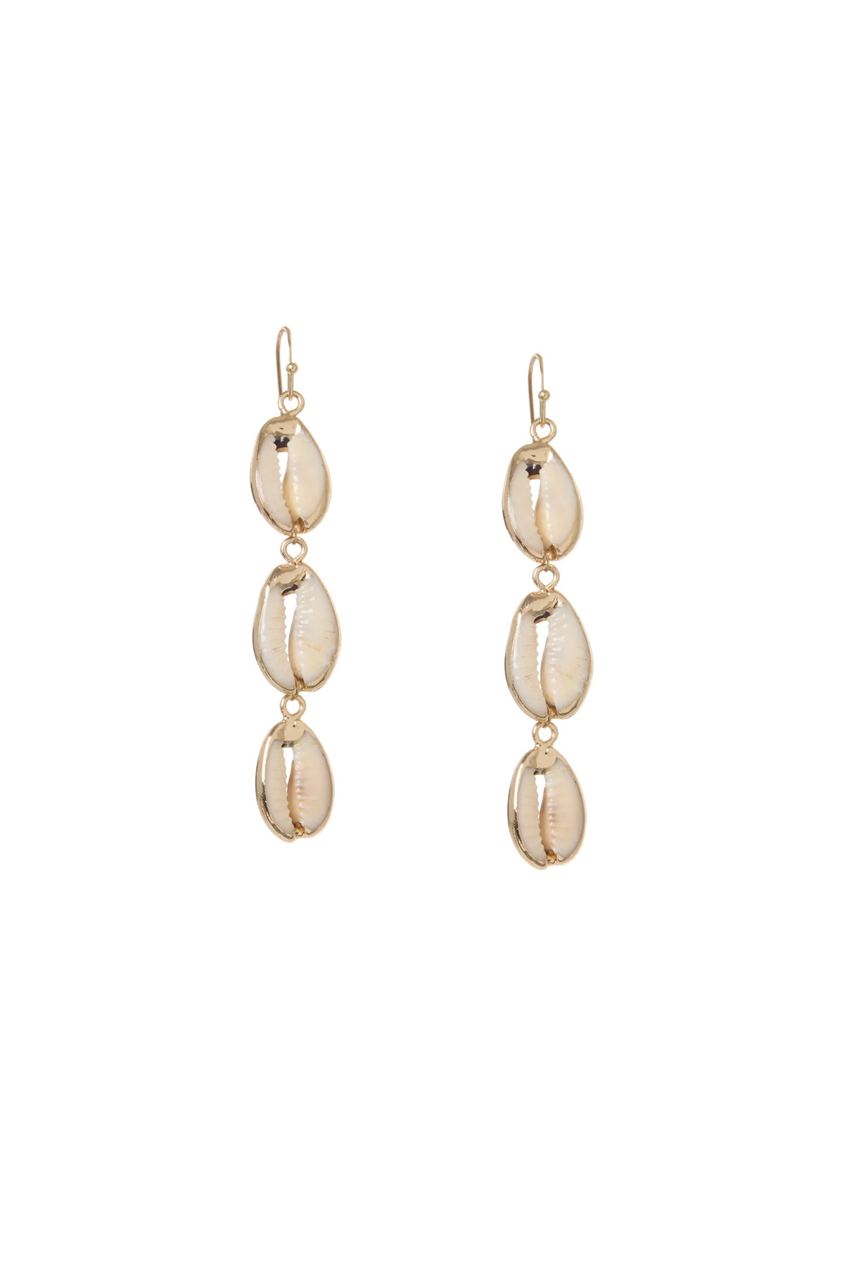 GOLD Trio Shell Drop Earrings image number 1