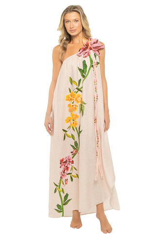 GARDEN TERRACE PINK Garden Terrace Linen Maxi Dress