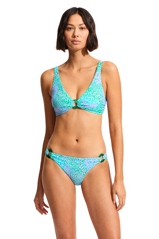 VIVID GREEN Sea Skin Longline Triangle Bikini Top