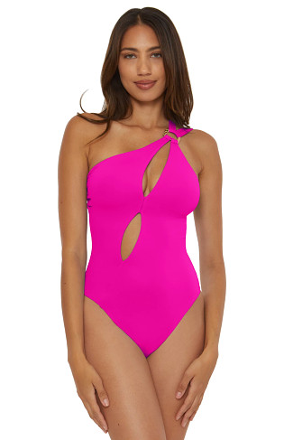 PINK FLAMBE Asymmetrical One Piece Swimsuit