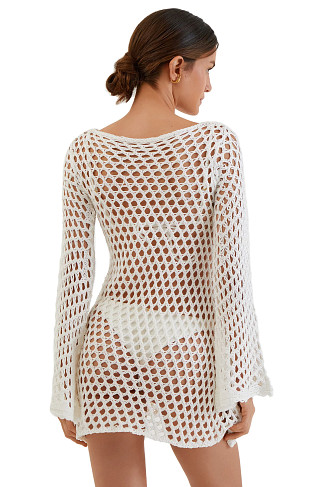 OFF WHITE Belle Crochet Mini Cover Up Dress