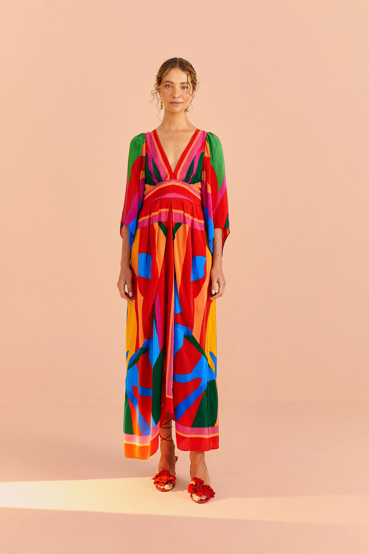 MULTI Colorful Leaves Maxi Dress image number 3