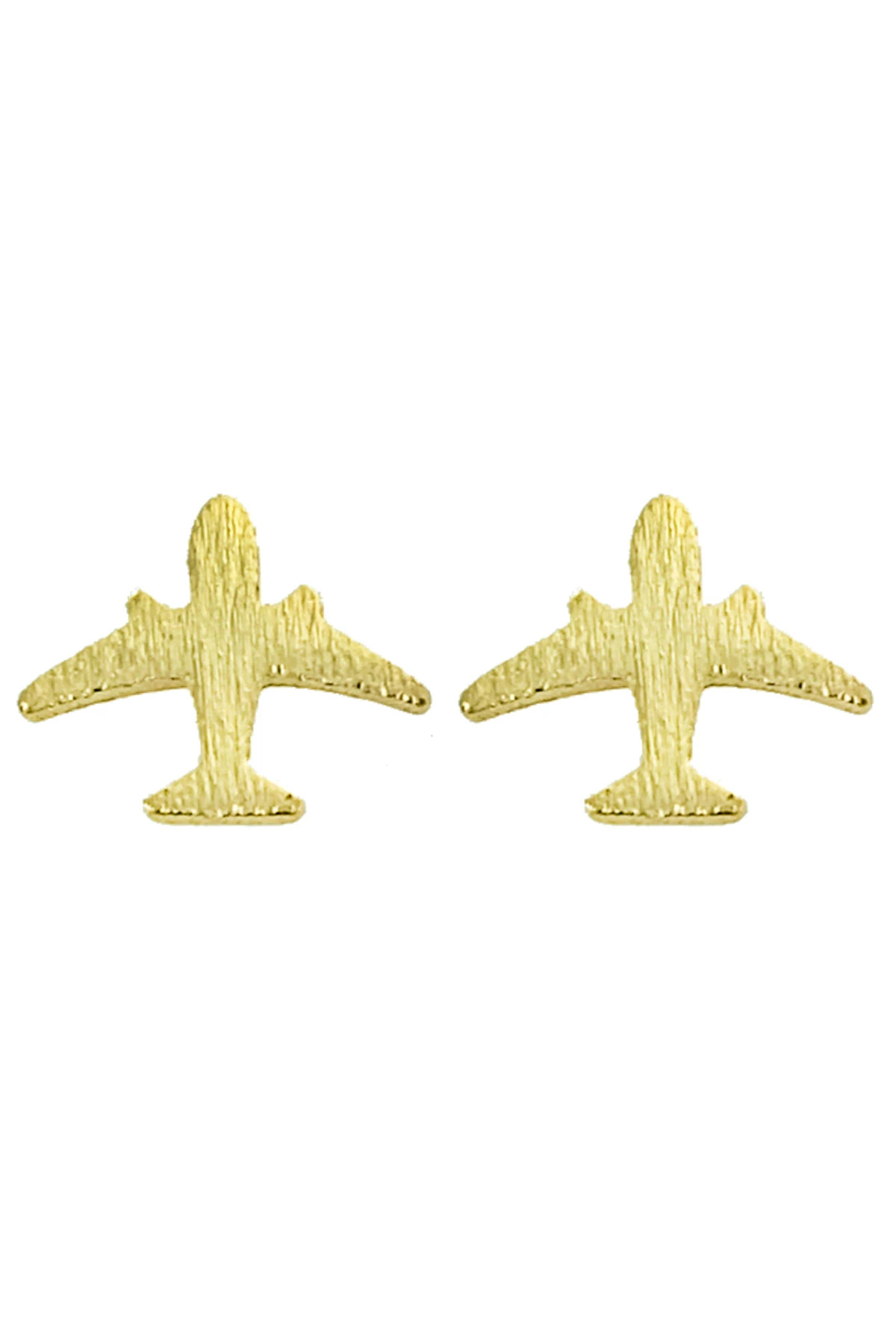 GOLD Airplane Stud Earrings image number 1