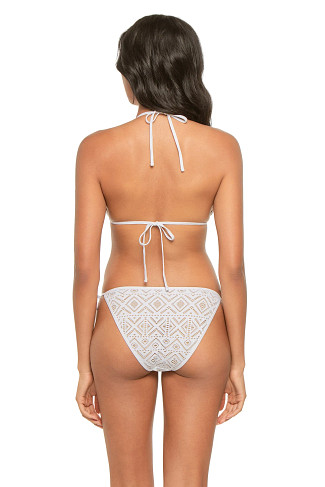 WHITE/TAN Cheryl Crochet Triangle Bikini Top