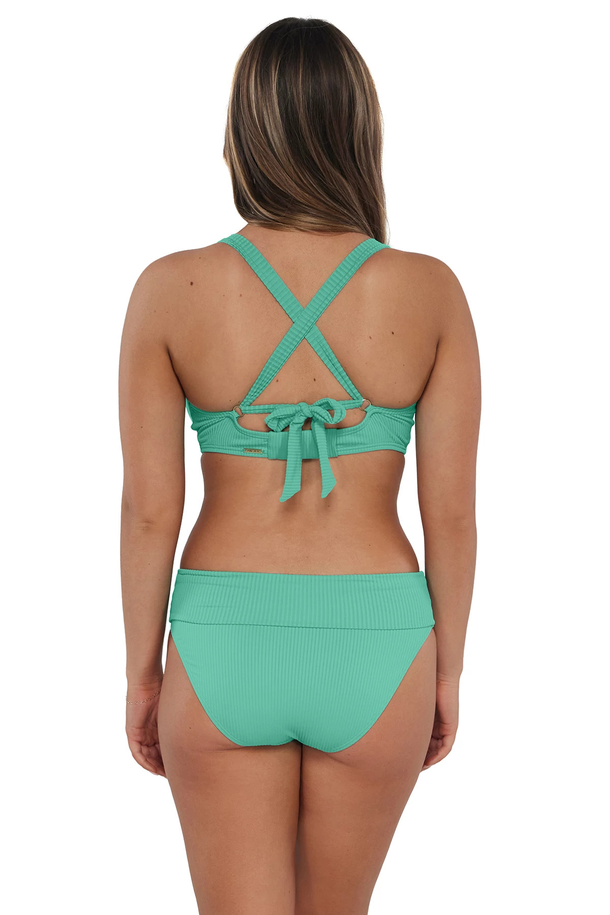 AQUA MIST SANDBAR RIB Vienna V-Wire Bikini Top (D+ Cup) image number 2