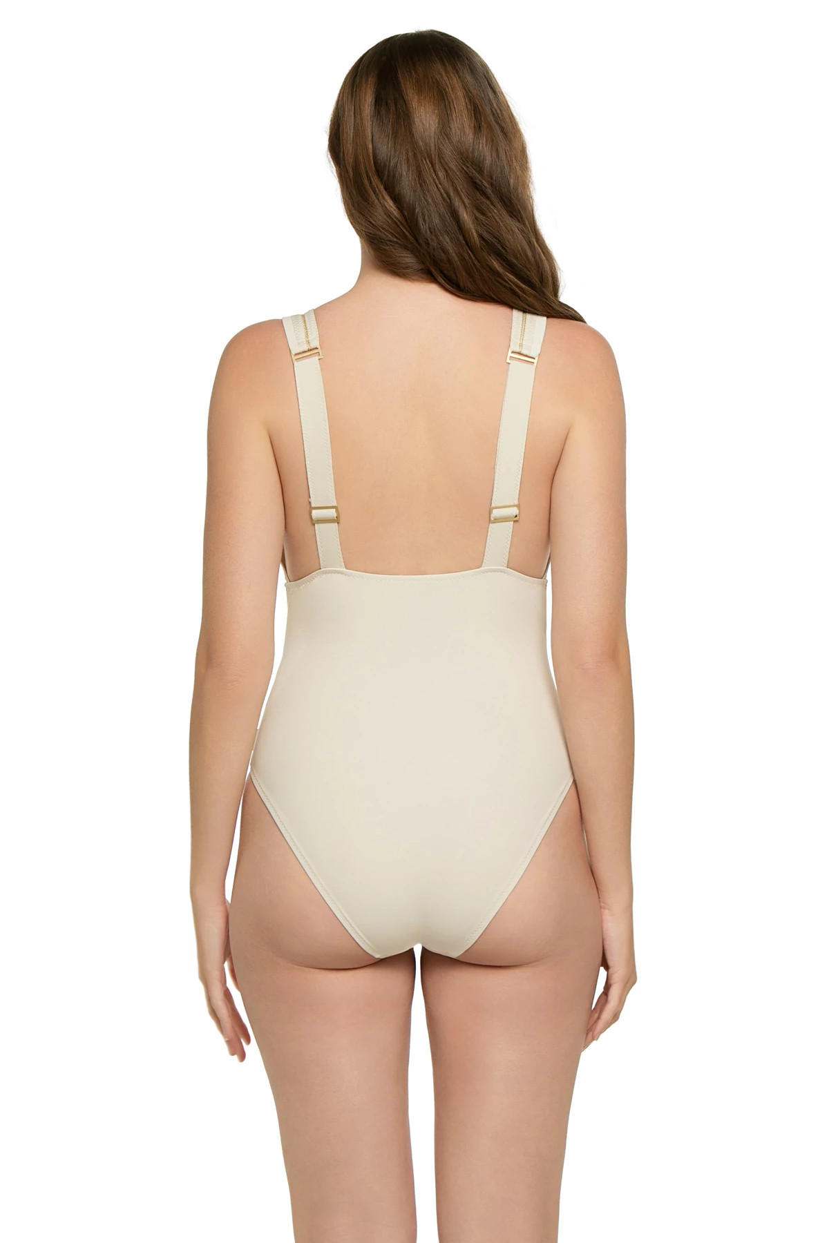 BEIGE Nelly Plunge One Piece Swimsuit image number 2