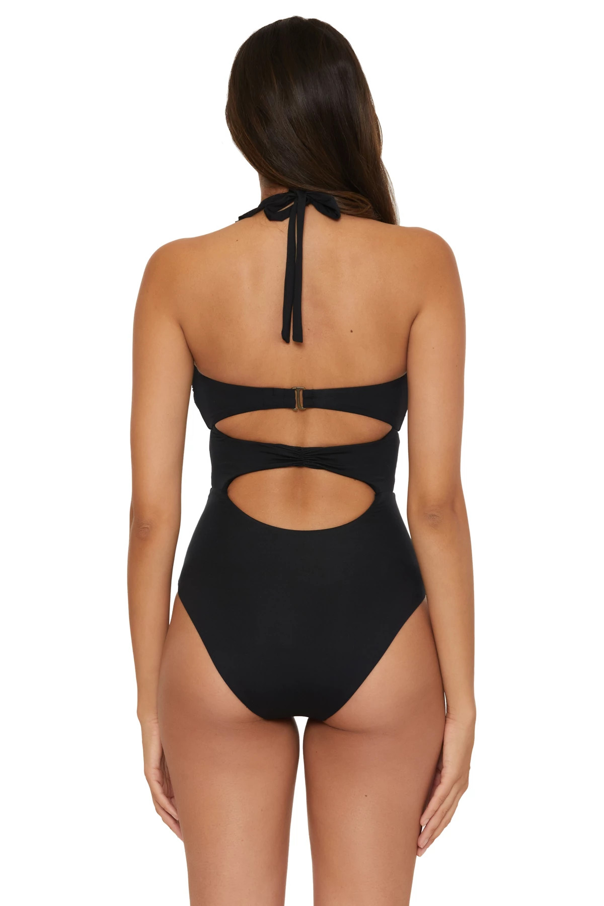BLACK Buckle Up One Piece Swimsuit image number 3