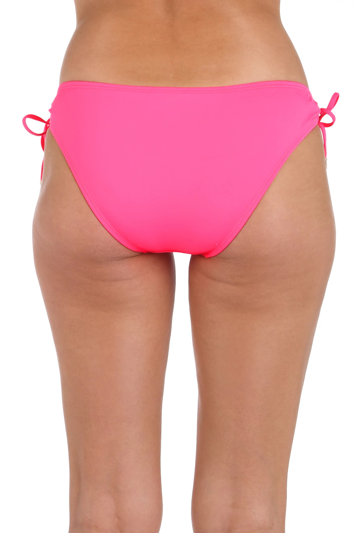 BRIGHT PINK Island Goddess Loop Tie Side Hipster Bikini Bottom image number 2