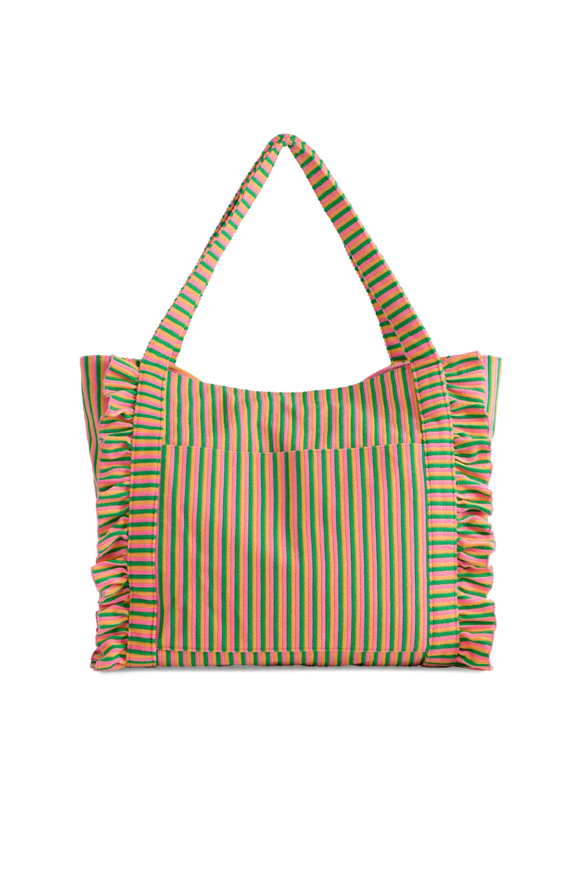 MULTI Sierna Striped Terry Ruffle Tote image number 1