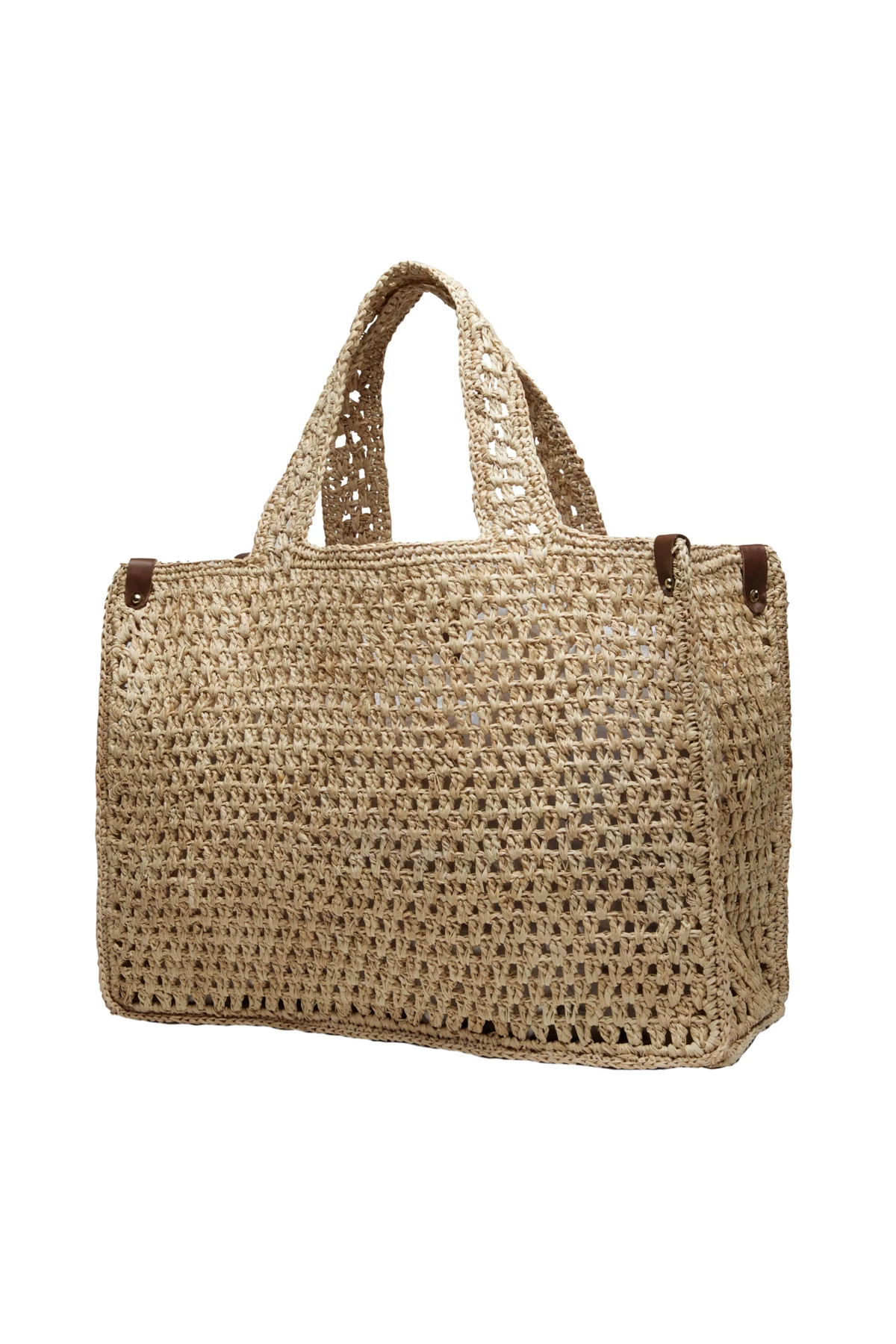 NATURAL Delfina Raffia Crochet Tote Bag image number 1