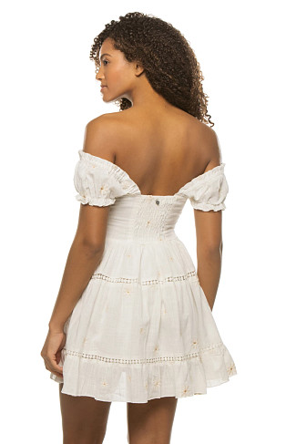 OFF WHITE Marguerite Off Shoulder Mini Dress