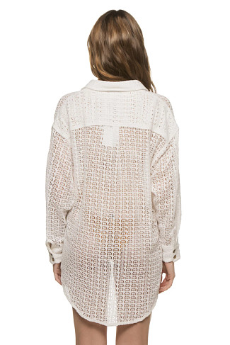 WHITE Crochet Button Up Shirt Dress