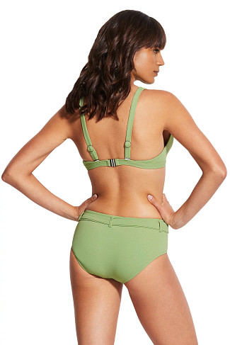 GREEN TEA Longline Banded Triangle Bikini Top