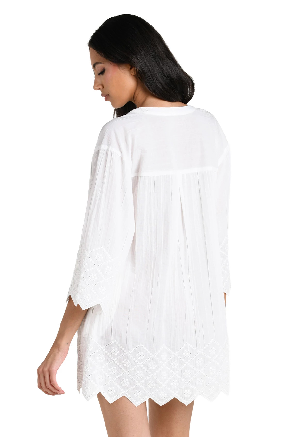 WHITE Crinkle Cotton Sequin Tunic Cover Up image number 2