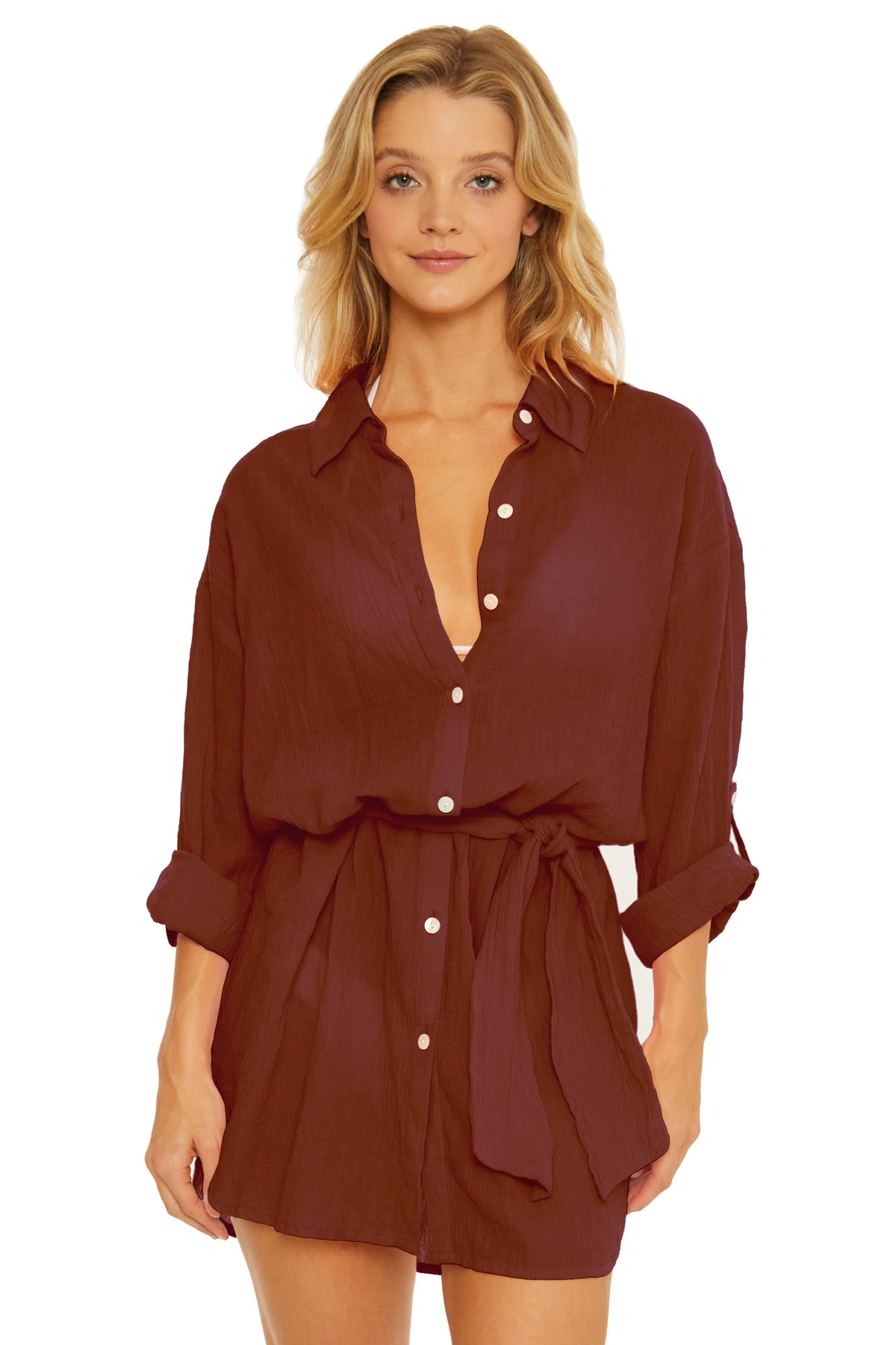 COCONUT Gauzy Button Up Shirt Dress image number 1