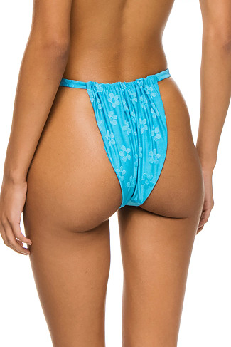 OCEAN BLUE Ruched Tab Side Brazilian Bikini Bottom