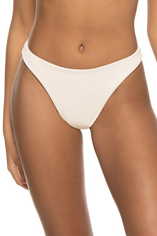 WHITE CLAY Ribbed Beta Hipster Bikini Bottom