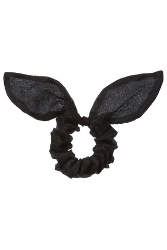 BLACK Silk Knotted Bow Scrunchie