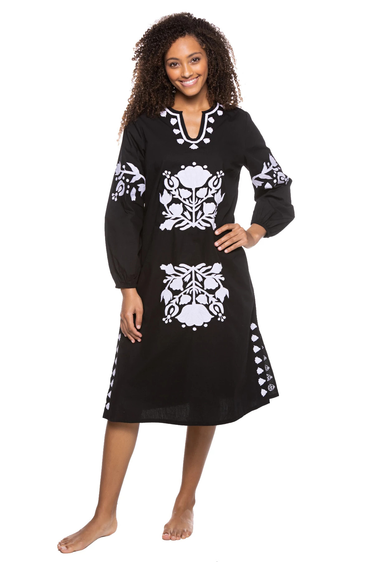 BLACK/WHITE Kris Midi Dress image number 1